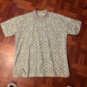 Vintage St. John’s bay yellow and gray multicolored polo collared shirt